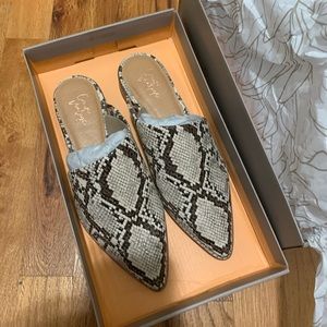 Snakeskin mules
